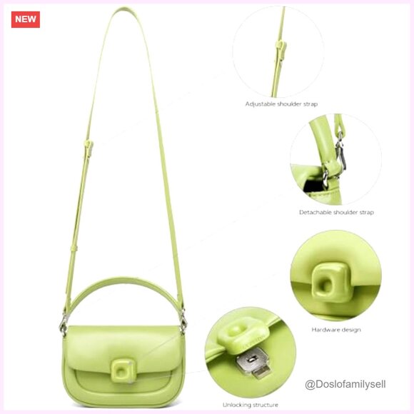 Genuine Leather Mini Crossbody Bag with Adjustable Strap, Compact Clutch - Picture 6 of 7